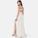 White Strapless Pleated Vegan Leather Maxi Dress Sun04