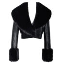 Ziah Cropped With Fur Collar Leather Jacket  Sun05