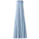 Blue Strapless Pleated Vegan Leather Maxi Dress Sun01
