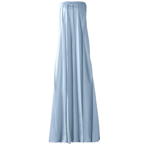 Blue Strapless Pleated Vegan Leather Maxi Dress Sun01