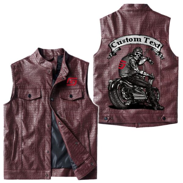 Custom Name Gas Gas Leather Vest - Personalized Logo Car Motorcycle Model - Image 4