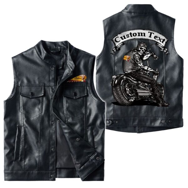 Custom Name Indian Motorcycle Leather Vest - Personalized Logo Car Motorcycle Model
