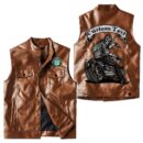 Custom Name Ural Motorcycles Leather Vest - Personalized Logo Car Motorcycle Model