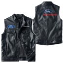 Custom Name Ford Performance Leather Vest - Personalized Logo Car Motorcycle Model