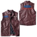Custom Name Ford Racing Leather Vest - Personalized Logo Car Motorcycle Model