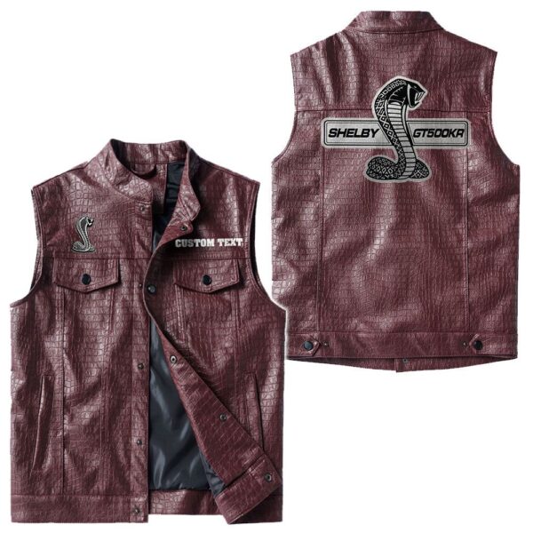 Custom Name Ford Shelby Gt500 4 Leather Vest - Personalized Logo Car Motorcycle Model - Image 4