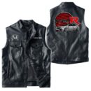Custom Name Honda Civic Type R Leather Vest - Personalized Logo Car Motorcycle Model