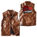 Custom Name Honda Civic Type R Leather Vest - Personalized Logo Car Motorcycle Model