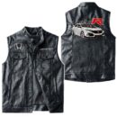 Custom Name Honda Civic Type R Leather Vest - Personalized Logo Car Motorcycle Model