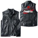 Custom Name Honda Civic Type R Leather Vest - Personalized Logo Car Motorcycle Model