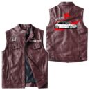 Custom Name Honda Civic Type R Leather Vest - Personalized Logo Car Motorcycle Model