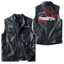 Custom Name Honda Civic Type R Leather Vest - Personalized Logo Car Motorcycle Model