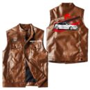 Custom Name Honda Civic Type R Leather Vest - Personalized Logo Car Motorcycle Model