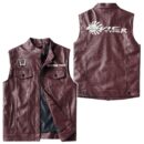 Custom Name Honda Civic Type R Leather Vest - Personalized Logo Car Motorcycle Model