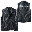 Custom Name Honda Civic Type R Leather Vest - Personalized Logo Car Motorcycle Model