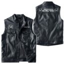 Custom Name Honda Civic Leather Vest - Personalized Logo Car Motorcycle Model