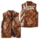 Custom Name Honda Racing Leather Vest - Personalized Logo Car Motorcycle Model