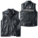 Custom Name Mustang Gt500 Leather Vest - Personalized Logo Car Motorcycle Model