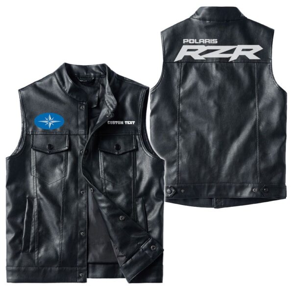 Custom Name Polaris-rzr Leather Vest - Personalized Logo Car Motorcycle Model