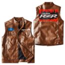 Custom Name Polaris-rzr Leather Vest - Personalized Logo Car Motorcycle Model
