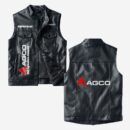 Custom Name Agco Leather Vest - Personalized Logo Car Motorcycle Model