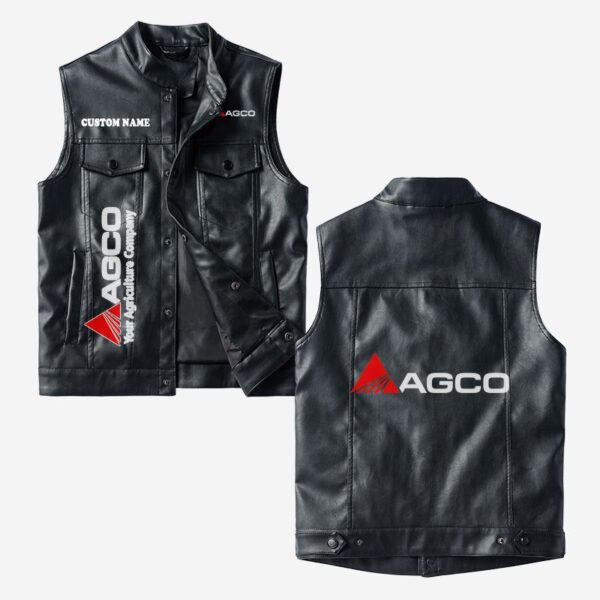 Custom Name Agco Leather Vest - Personalized Logo Car Motorcycle Model