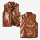 Custom Name Agco Leather Vest - Personalized Logo Car Motorcycle Model