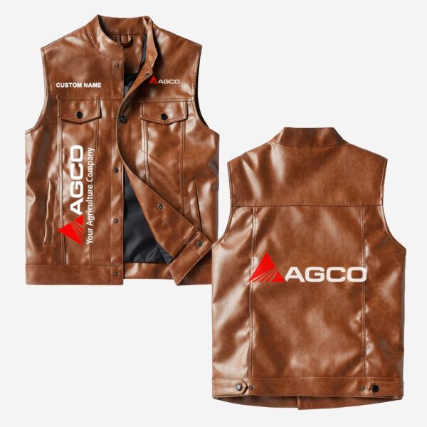 Custom Name Agco Leather Vest - Personalized Logo Car Motorcycle Model - Image 2