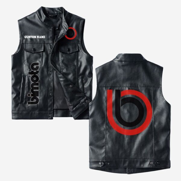 Custom Name Bimota Leather Vest - Personalized Logo Car Motorcycle Model