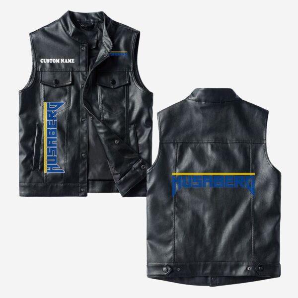 Custom Name Husaberg Leather Vest - Personalized Logo Car Motorcycle Model