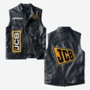 Custom Name Jcb Leather Vest - Personalized Logo Car Motorcycle Model