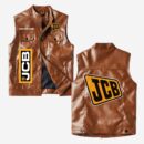 Custom Name Jcb Leather Vest - Personalized Logo Car Motorcycle Model