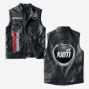 Custom Name Kioti Leather Vest - Personalized Logo Car Motorcycle Model