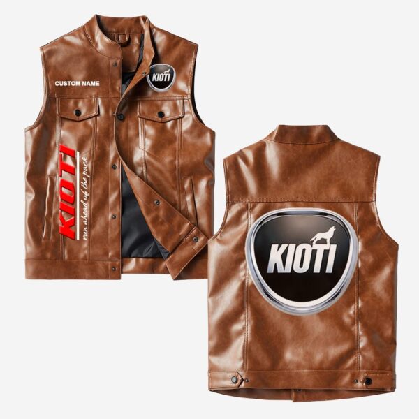 Custom Name Kioti Leather Vest - Personalized Logo Car Motorcycle Model - Image 2