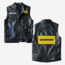 Custom Name Liebherr Leather Vest - Personalized Logo Car Motorcycle Model
