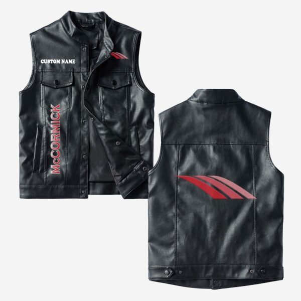 Custom Name Mccormick Leather Vest - Personalized Logo Car Motorcycle Model