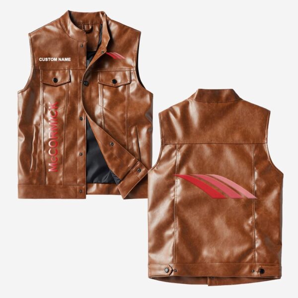 Custom Name Mccormick Leather Vest - Personalized Logo Car Motorcycle Model - Image 2