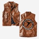 Custom Name Messerschmitt Leather Vest - Personalized Logo Car Motorcycle Model
