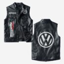 Custom Name Volkswagen Corrado G60 Leather Vest - Personalized Logo Car Motorcycle Model