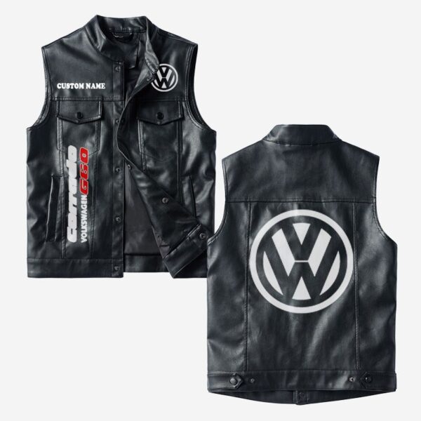Custom Name Volkswagen Corrado G60 Leather Vest - Personalized Logo Car Motorcycle Model