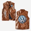 Custom Name Volkswagen Scirocco Leather Vest - Personalized Logo Car Motorcycle Model