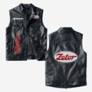Custom Name Zetor Leather Vest - Personalized Logo Car Motorcycle Model
