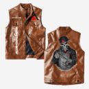 Custom Name Allis Chalmers Leather Vest - Personalized Logo Car Motorcycle Model
