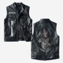Custom Name Amg Leather Vest - Personalized Logo Car Motorcycle Model