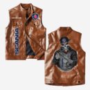 Custom Name Scania Leather Vest - Personalized Logo Car Motorcycle Model