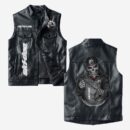 Custom Name Ski Doo Leather Vest - Personalized Logo Car Motorcycle Model