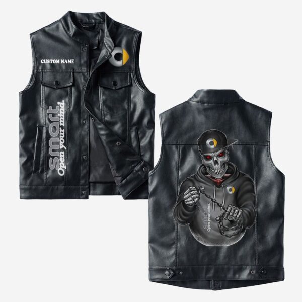 Custom Name Smart Leather Vest - Personalized Logo Car Motorcycle Model