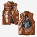 Custom Name Toyota Motor Corporation Leather Vest - Personalized Logo Car Motorcycle Model