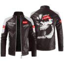 Custom Name Aprilia Contrast Leather Jacket - Personalized Logo Car Motorcycle Model