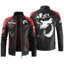 Custom Name Can Am Contrast Leather Jacket - Personalized Logo Car Motorcycle Model